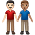 👨🏻‍🤝‍👨🏽 men holding hands: light skin tone, medium skin tone display on Apple